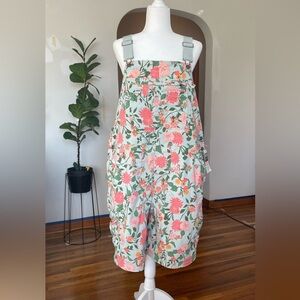 Duluth trading company floral pattern short overalls